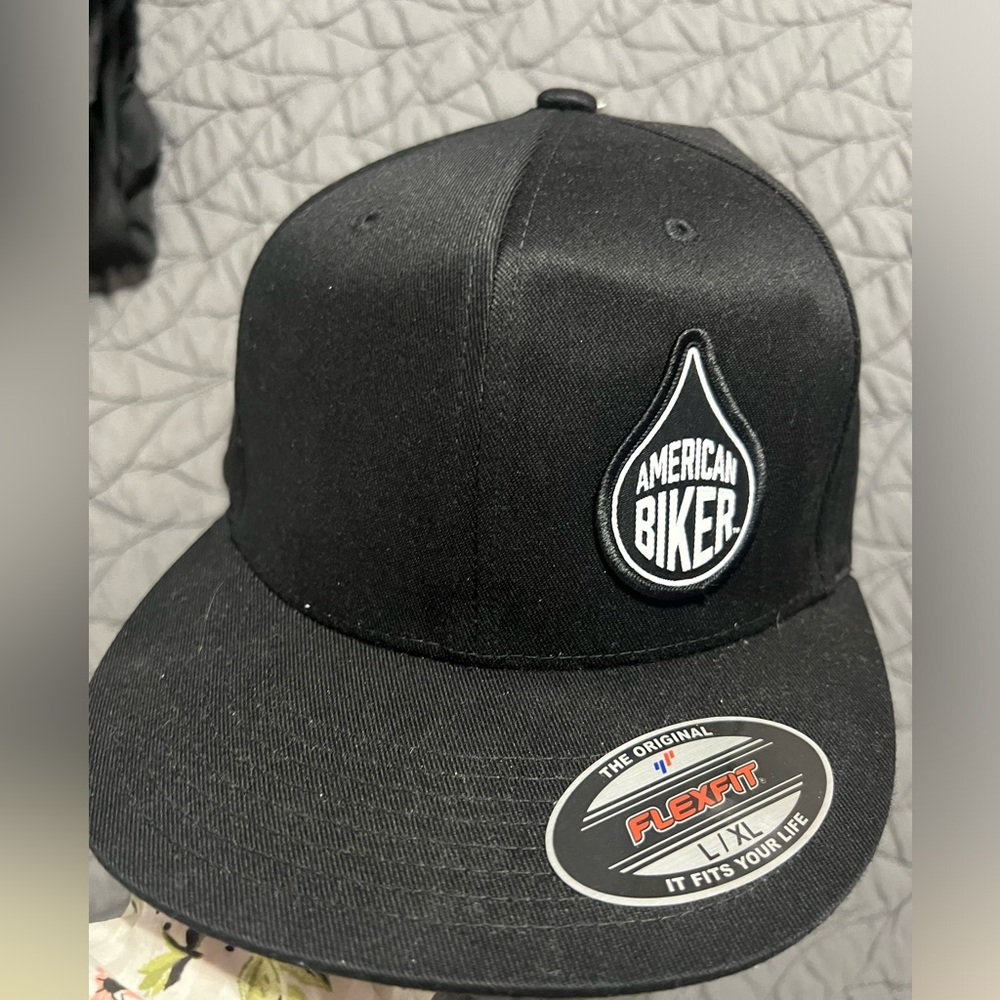 NEW American Biker Flexfit Black Hat